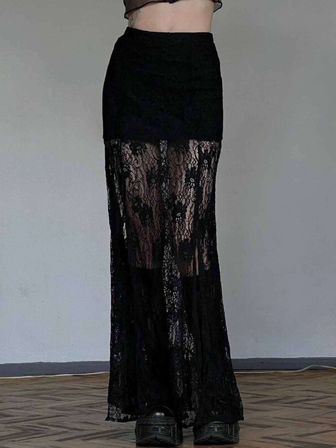 

StyleCast Black Lace Straight Maxi Skirt
