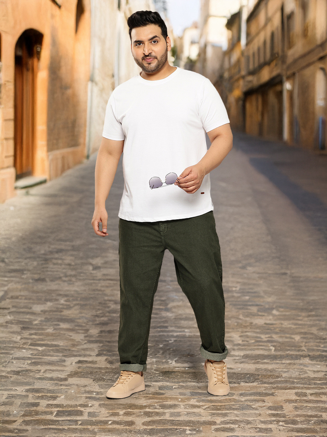 

Sztori Men Plus Size Skinny Fit Stretchable Jeans, Olive