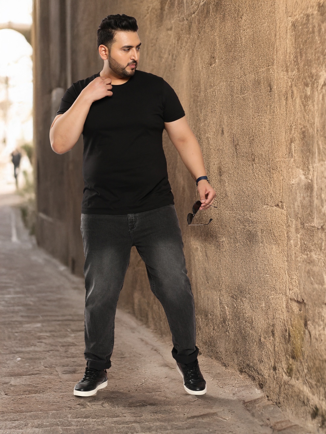 

Sztori Men Plus Size Light Fade Stretchable Jeans, Charcoal