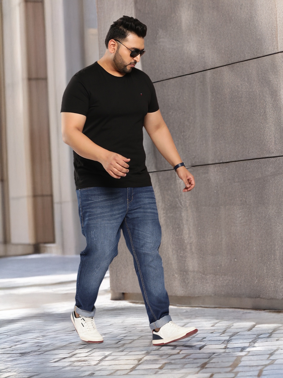 

Sztori Men Plus Size Faded Jeans, Navy blue