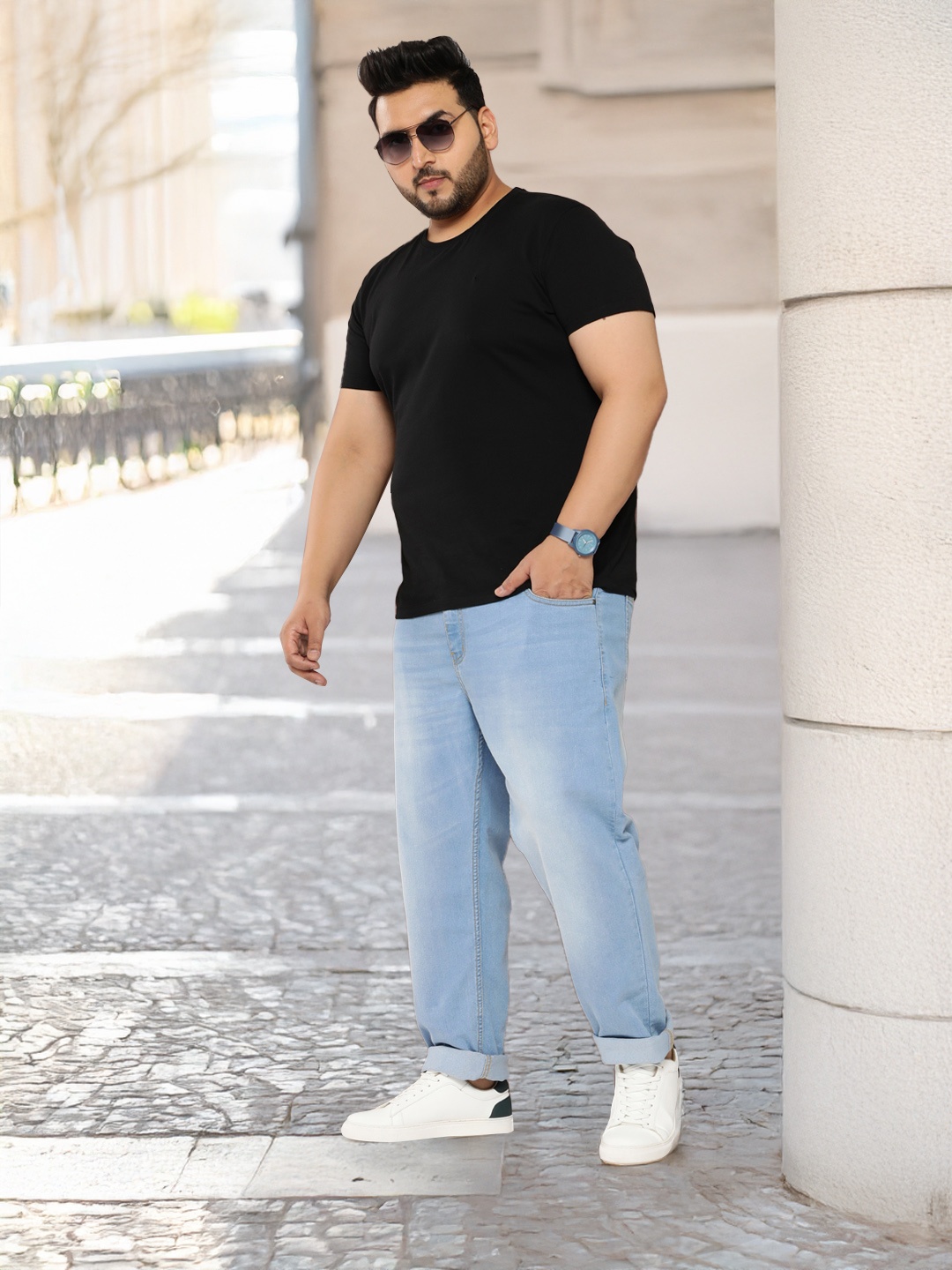 

Sztori Men Plus Size Regular Fit Stretchable Jeans, Blue