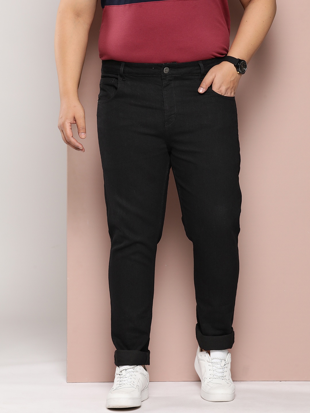 

Sztori Men Plus Size Skinny Fit Stretchable Jeans, Black