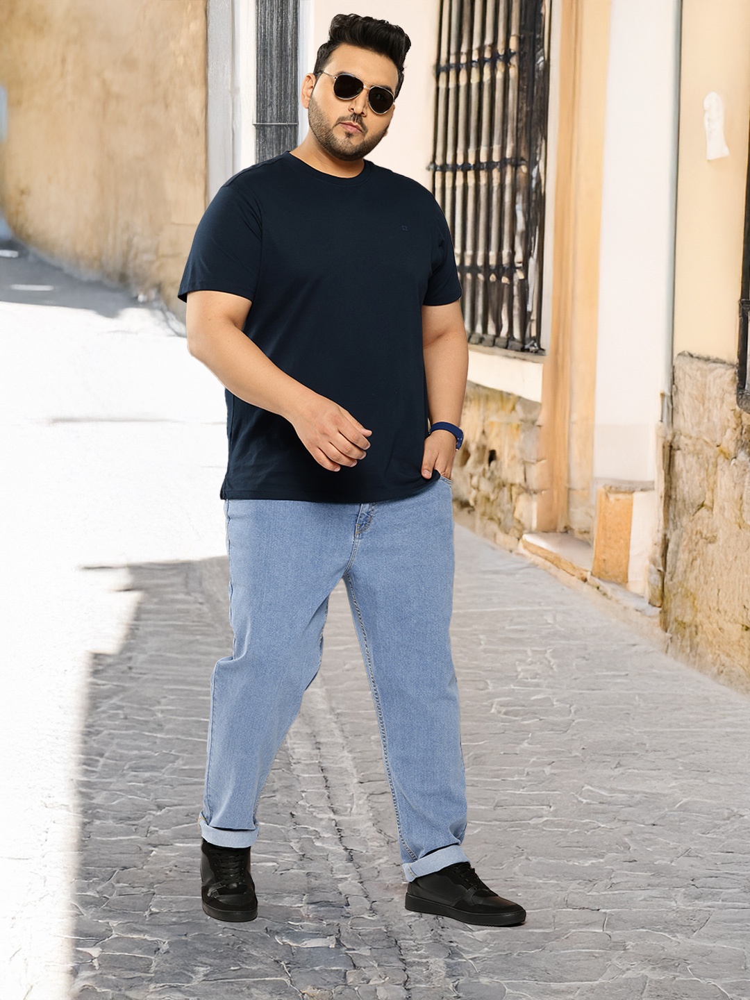 

Sztori Men Plus Size Slim Fit Stretchable Jeans, Blue