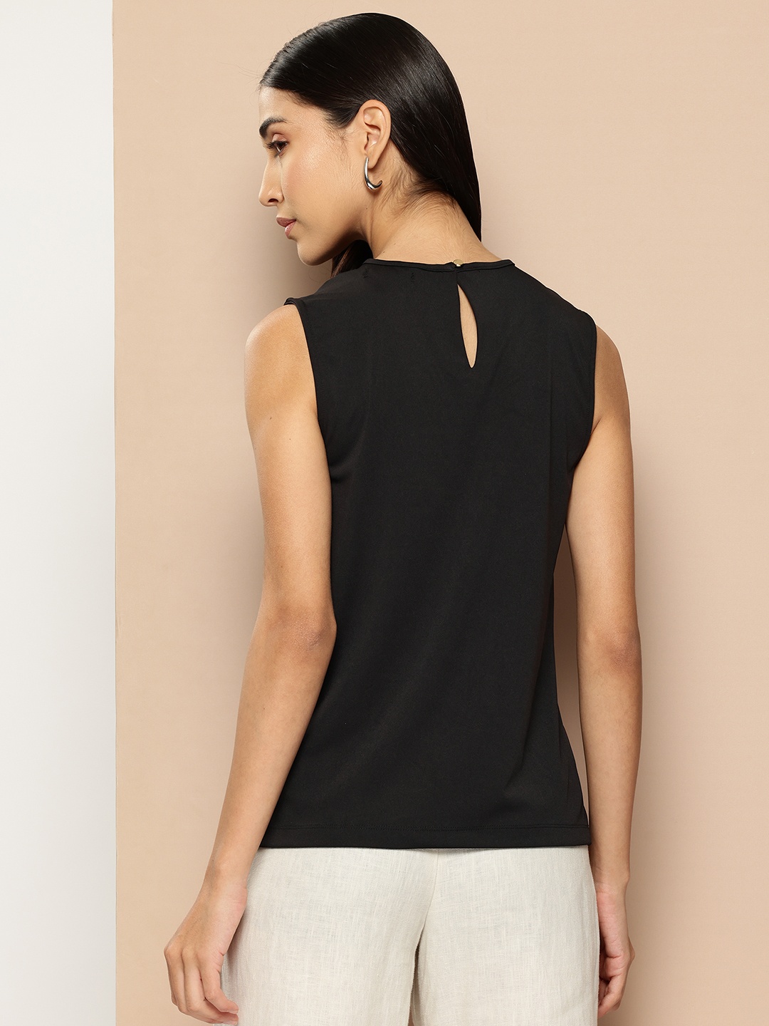 

Chemistry Cut-Out Wrap Detail Sleeveless Knit Top, Black
