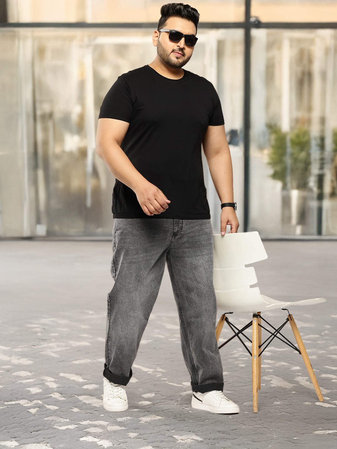 

Sztori Men Plus Size Straight Fit Jeans, Grey