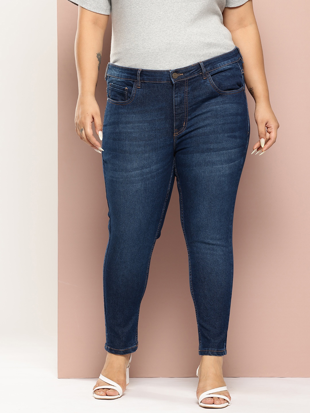 

Sztori Women Plus Size Sculpted Fit Jeans, Navy blue