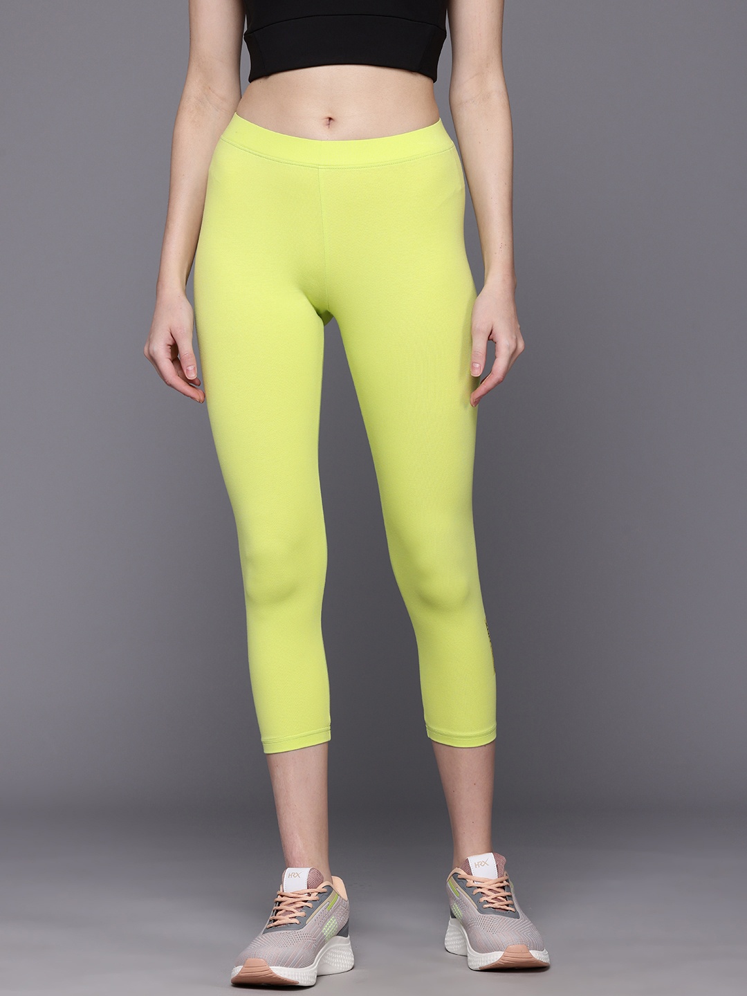 

HRX by Hrithik Roshan Women Three-Fourth Length Lifestyle Tights, Lime green