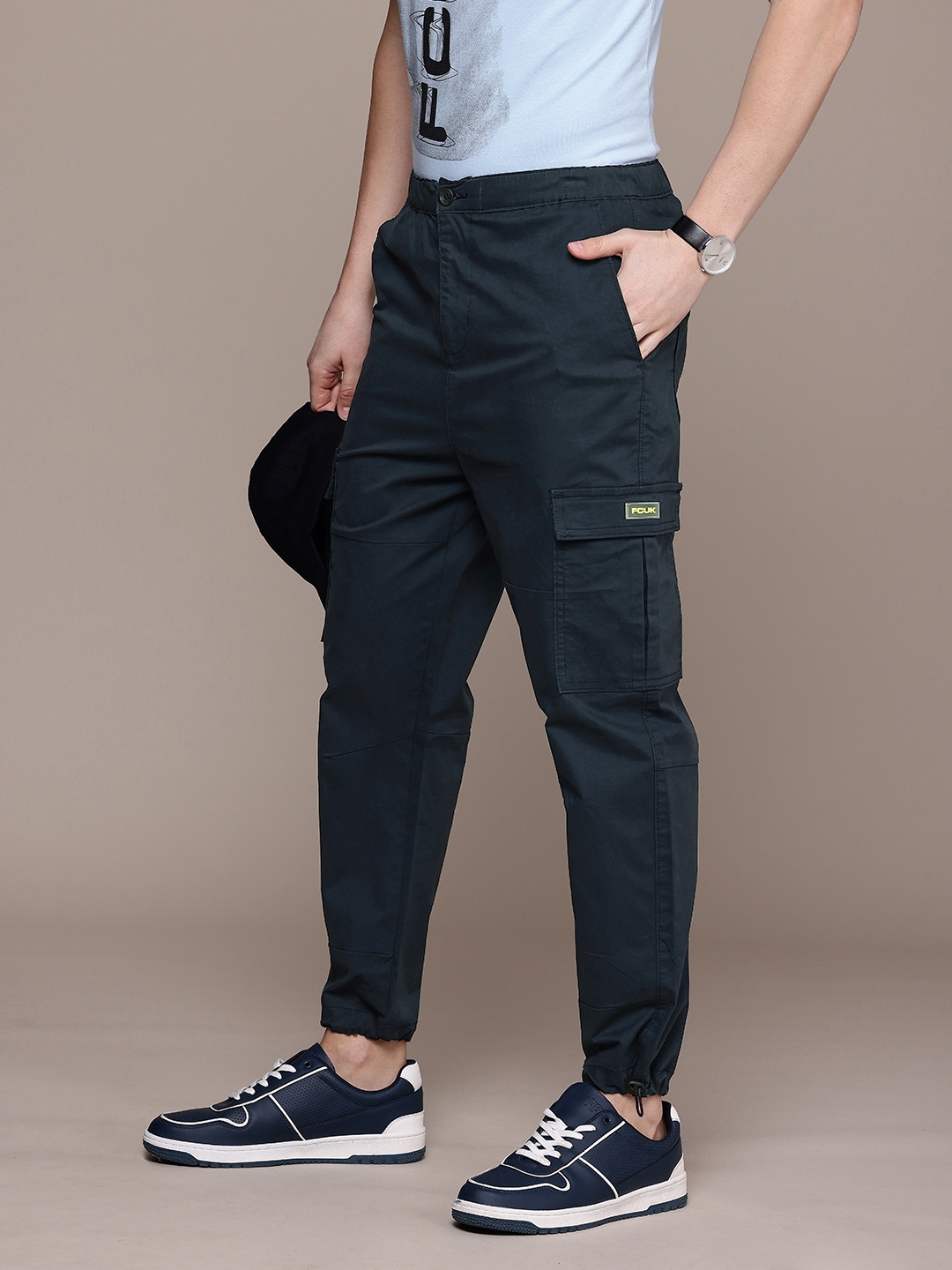 

FCUK Men Jogger Style Cargos Trousers, Navy blue