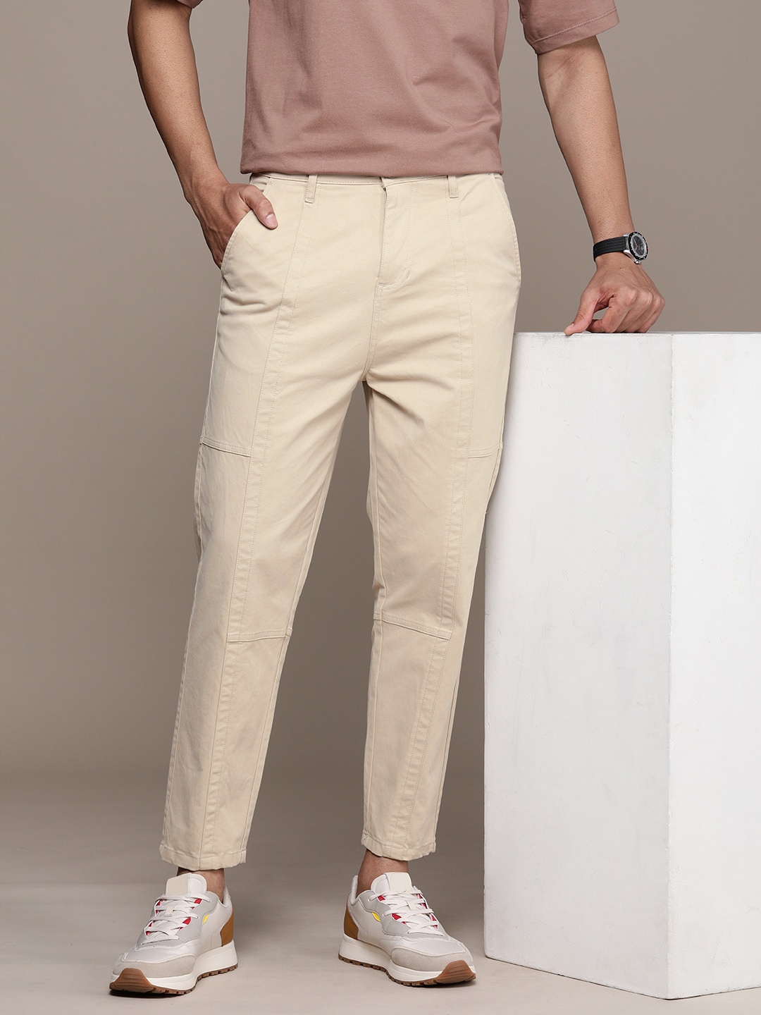 

FCUK Men Regular Trousers, Beige