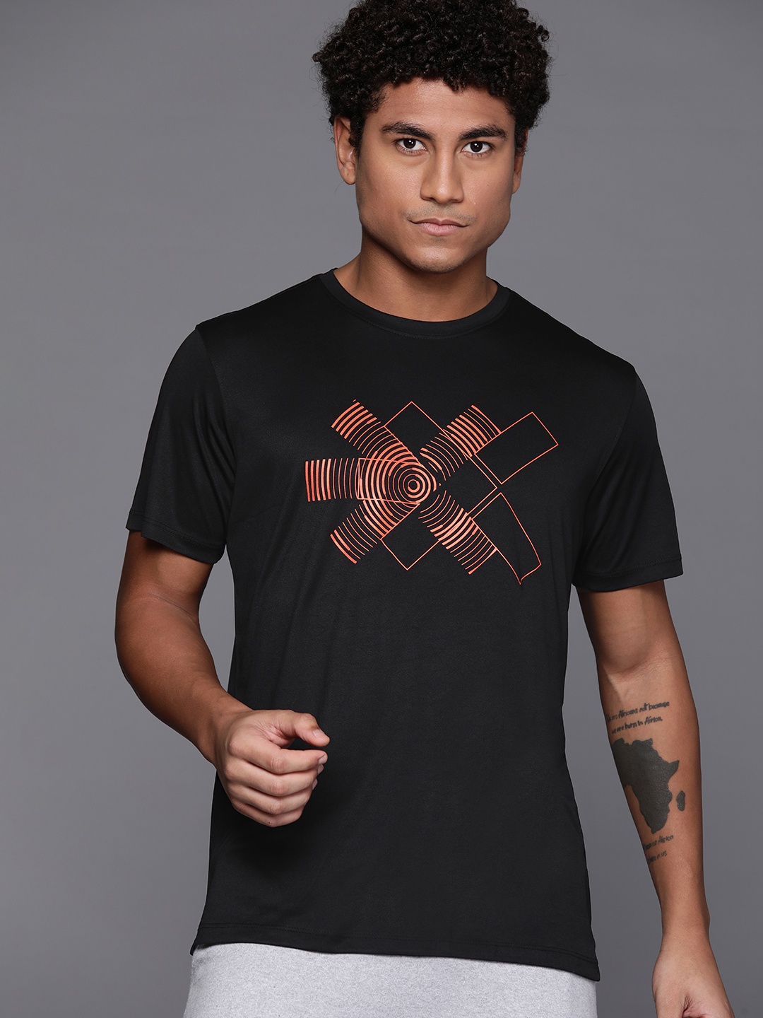 

HRX by Hrithik Roshan Rapid-Dry Printed Running T-shirt, Black