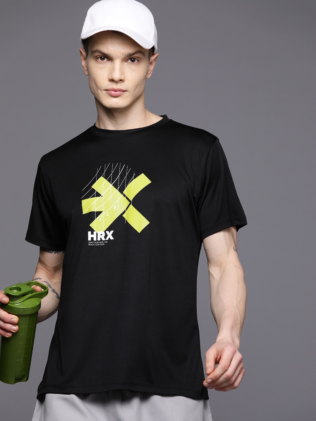 

HRX by Hrithik Roshan Rapid Dry Printed Running T-shirt, Black