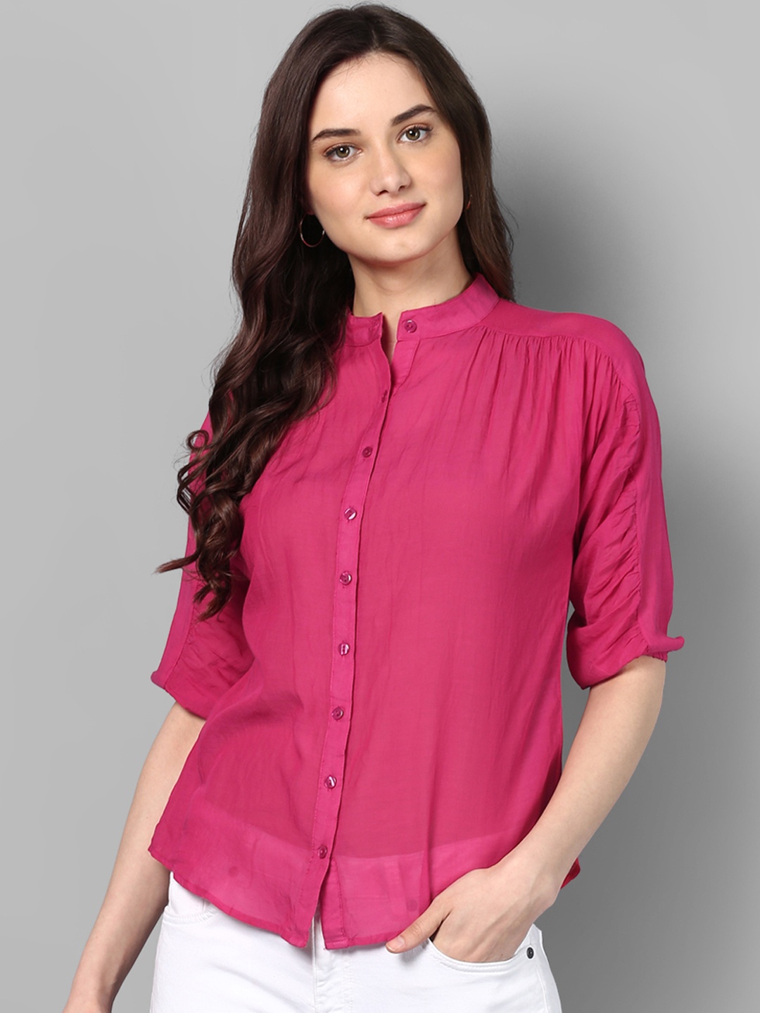 

STREET 9 Women Pink Regular Fit Solid Casual Shirt