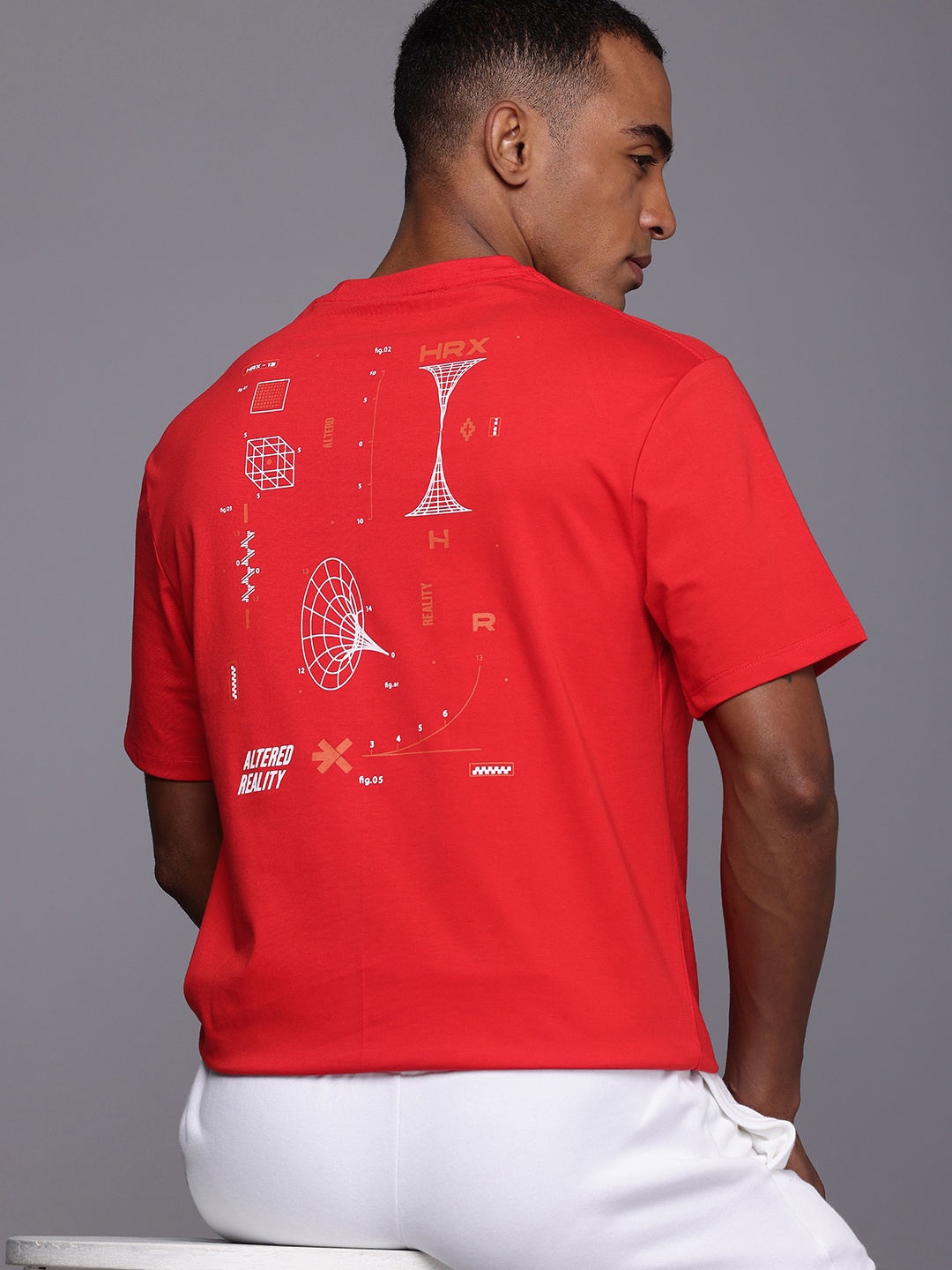 

HRX by Hrithik Roshan Geometric Printed Relaxed Fit T-shirt, Red