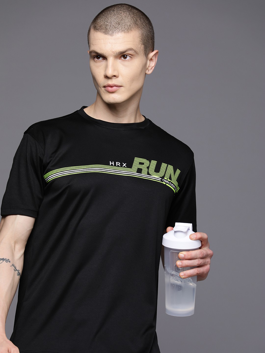 

HRX by Hrithik Roshan Rapid Dry Printed Running T-shirt, Black