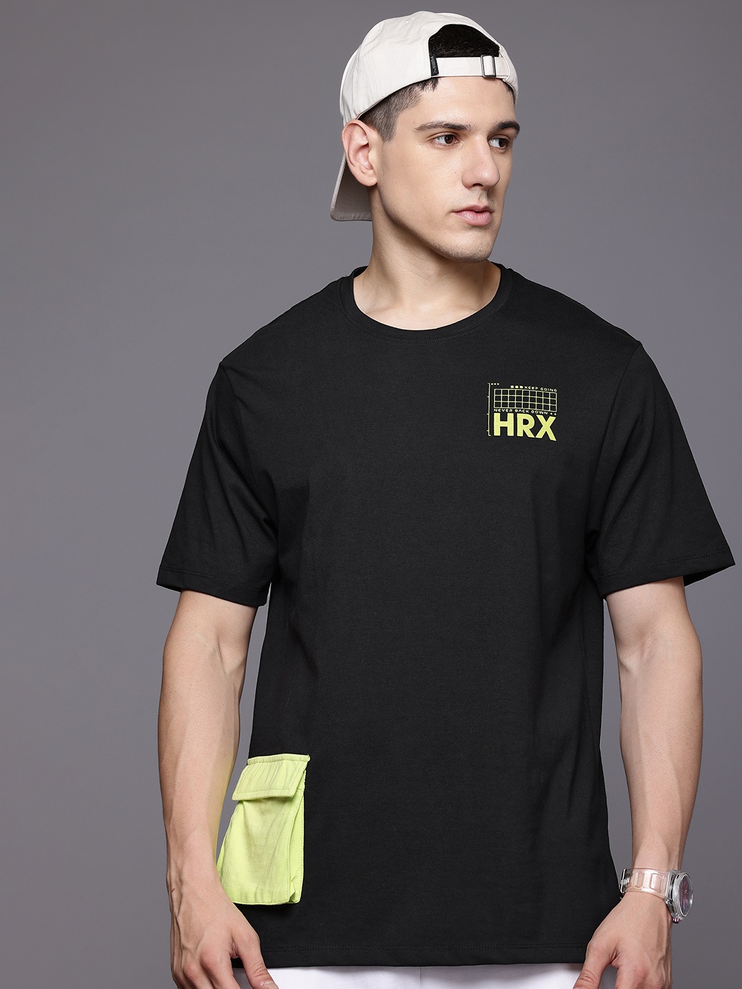 

HRX by Hrithik Roshan Pocket Detail Casual T-shirt, Black