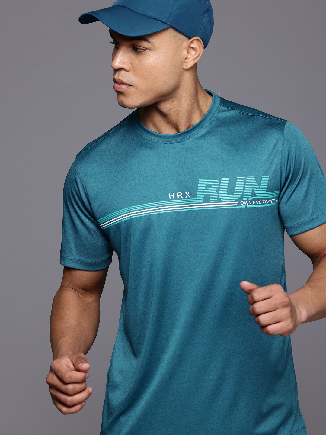 

HRX by Hrithik Roshan Rapid-Dry Printed Running T-shirt, Blue