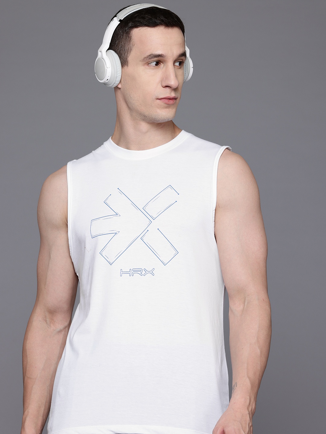 

HRX by Hrithik Roshan Brand Logo Print Lifestyle T-shirt, White