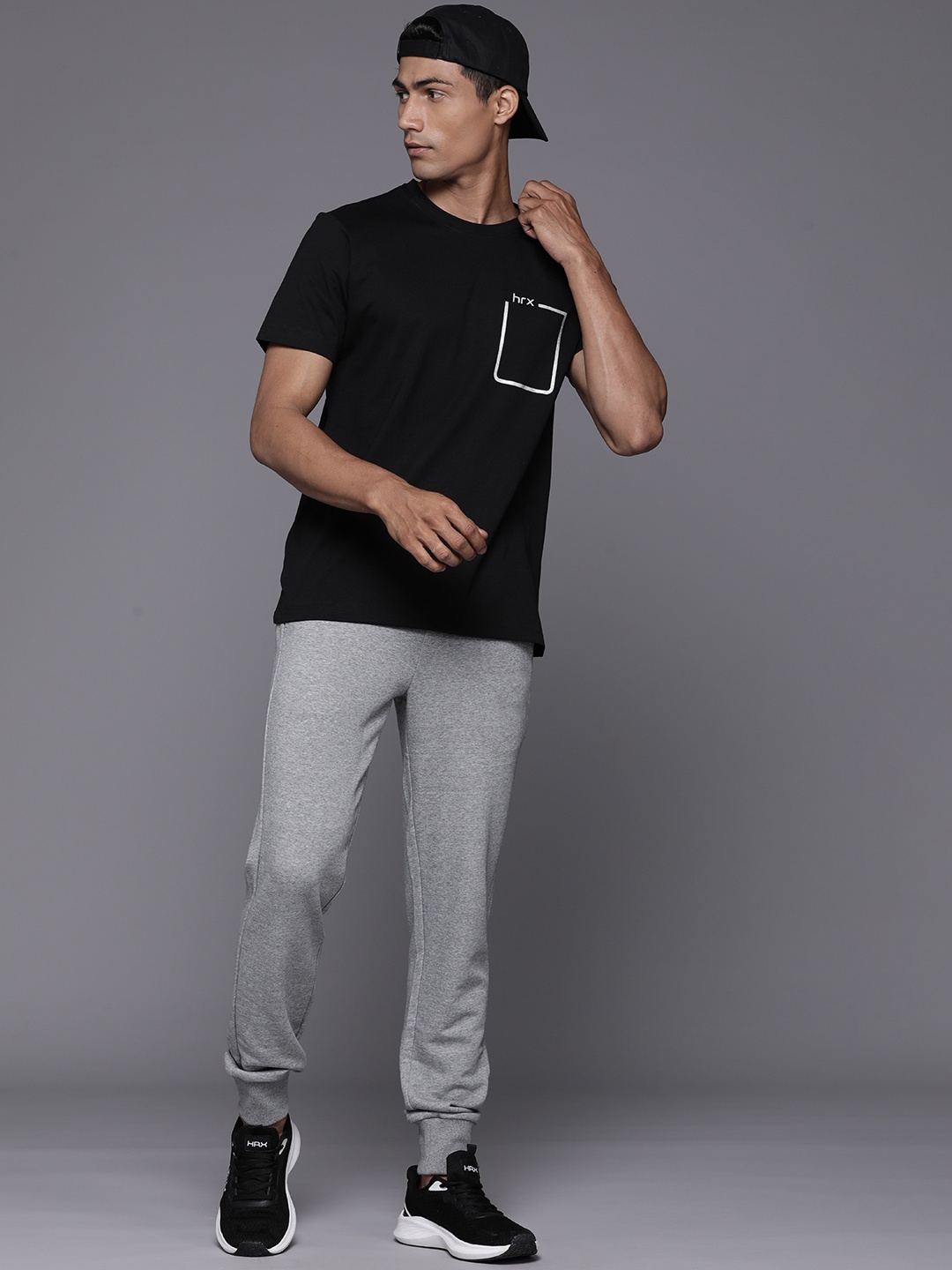 

HRX by Hrithik Roshan Brand Logo Printed Casual T-shirt, Black