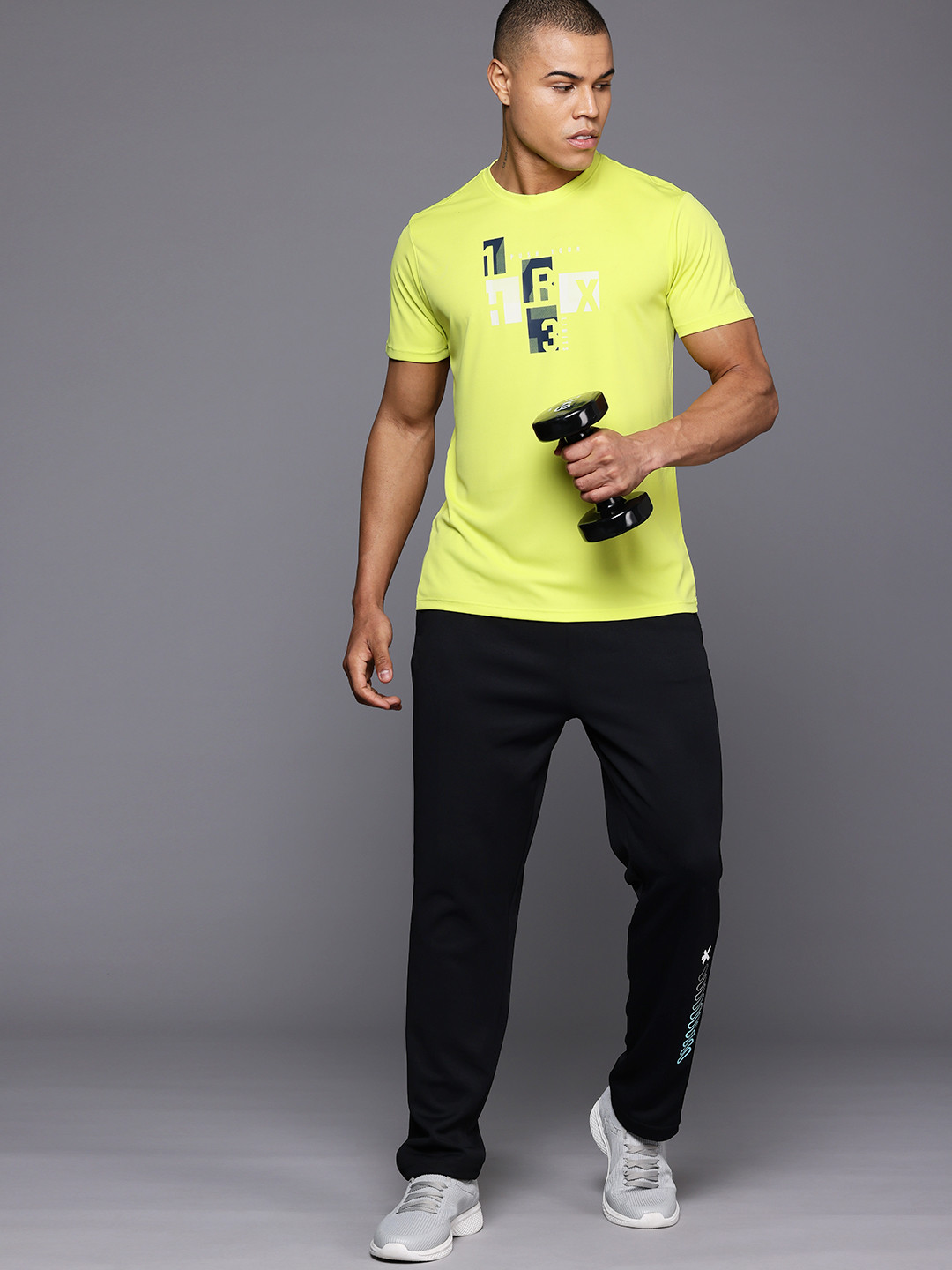 

HRX by Hrithik Roshan Rapid Dry Printed Training T-shirt, Fluorescent green
