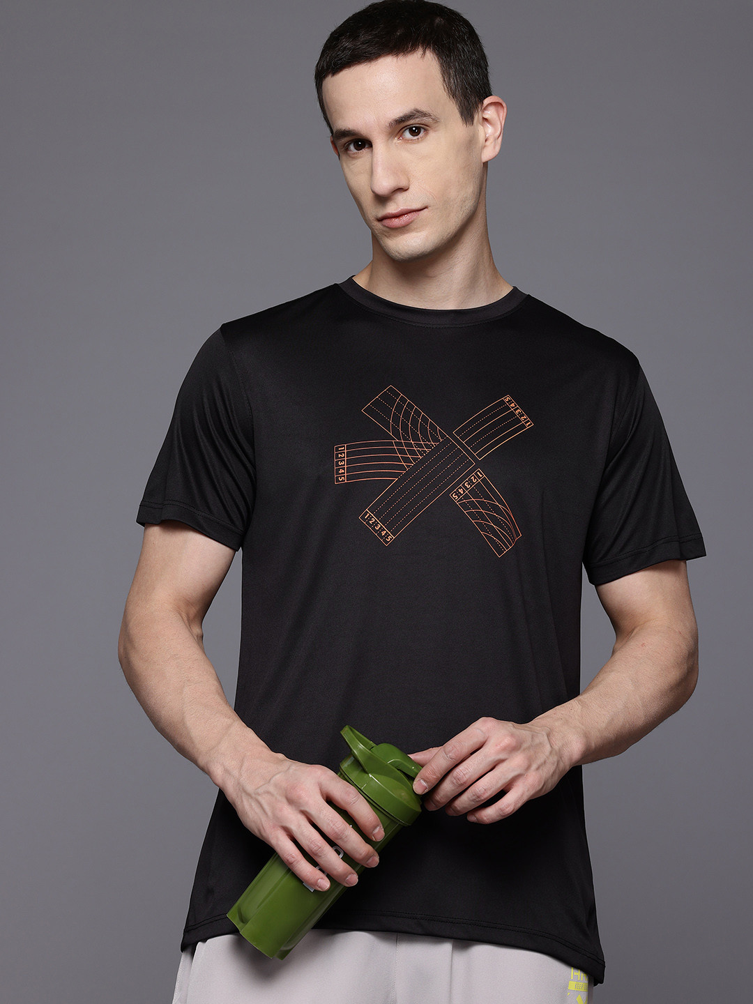 

HRX by Hrithik Roshan Printed Rapid-Dry Running T-shirt, Black