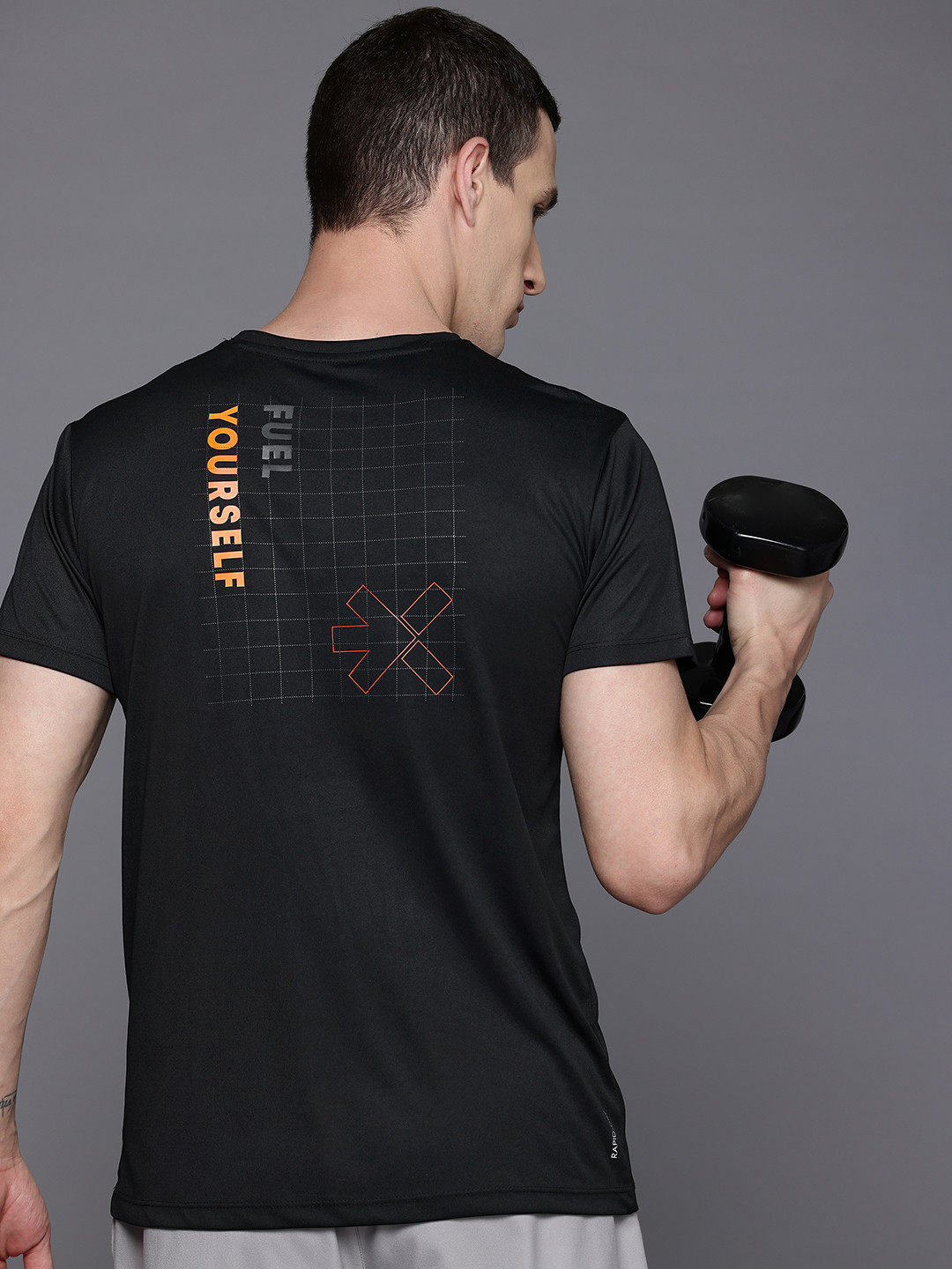 

HRX by Hrithik Roshan Printed Rapid-Dry Training T-shirt, Black