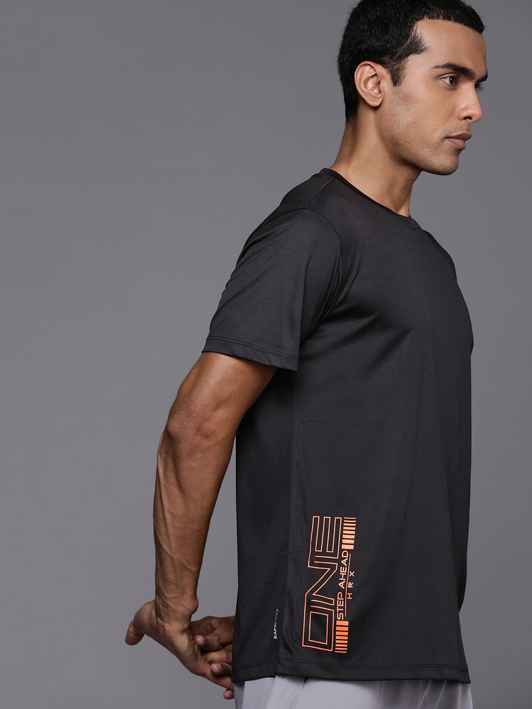 

HRX by Hrithik Roshan Men Brand Logo Printed Running Rapid-Dry T-shirt, Black