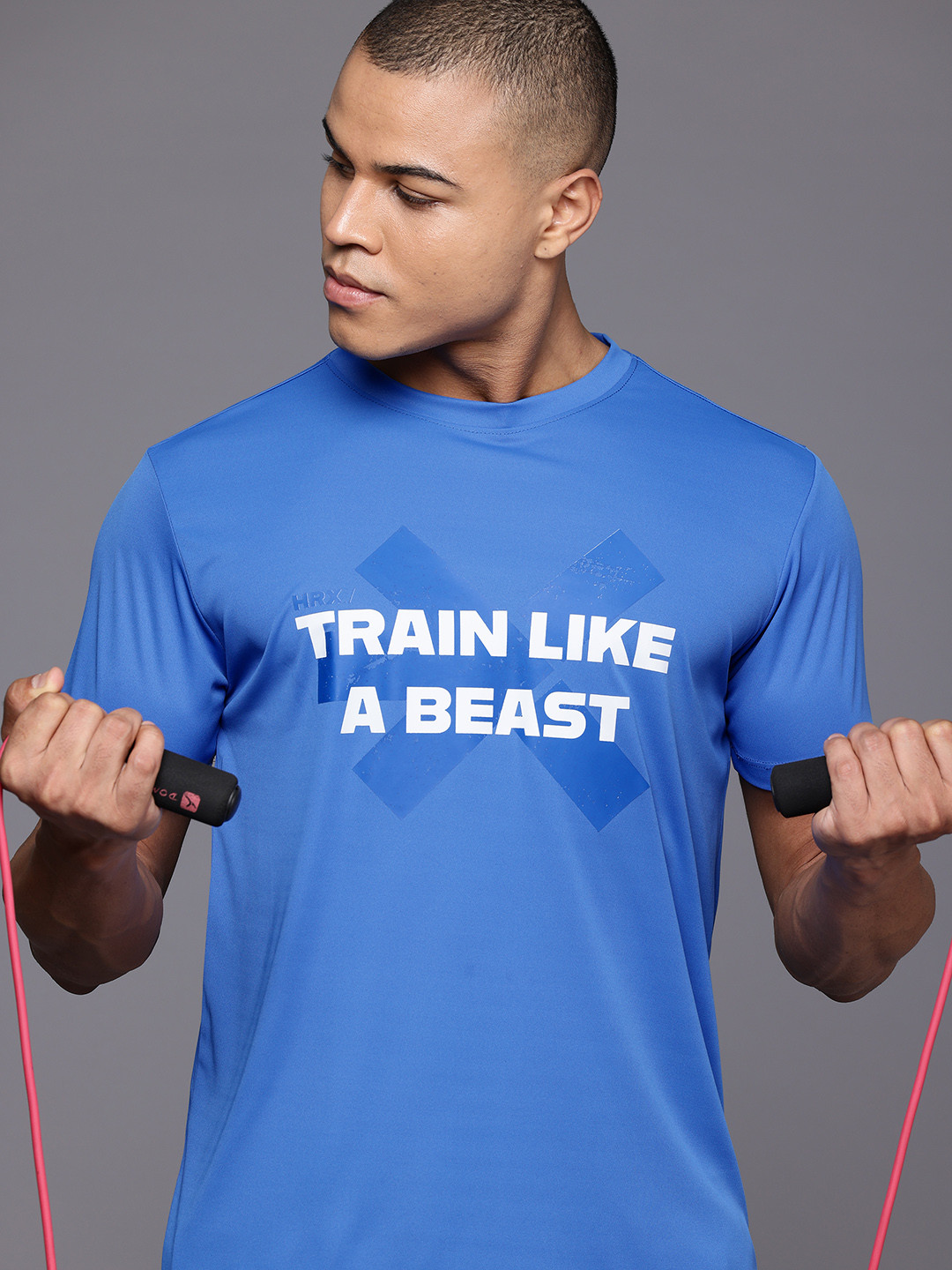 

HRX by Hrithik Roshan Rapid Dry Printed Training T-shirt, Blue