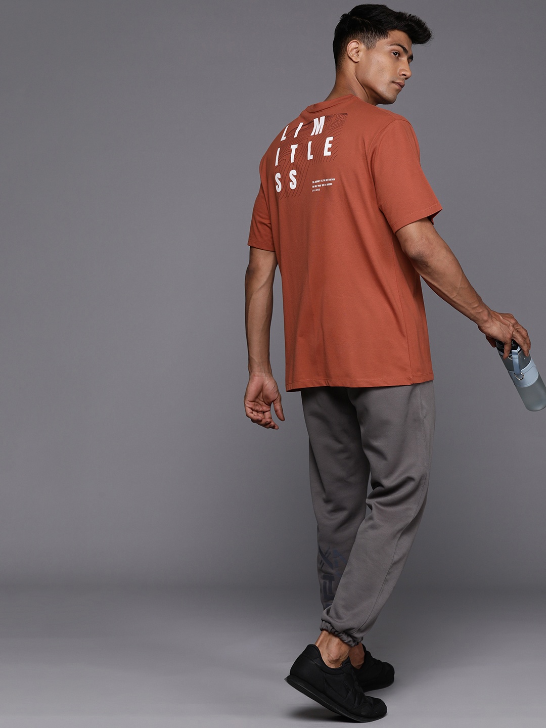 

HRX by Hrithik Roshan Typography Print Relaxed Fit Training T-shirt, Rust
