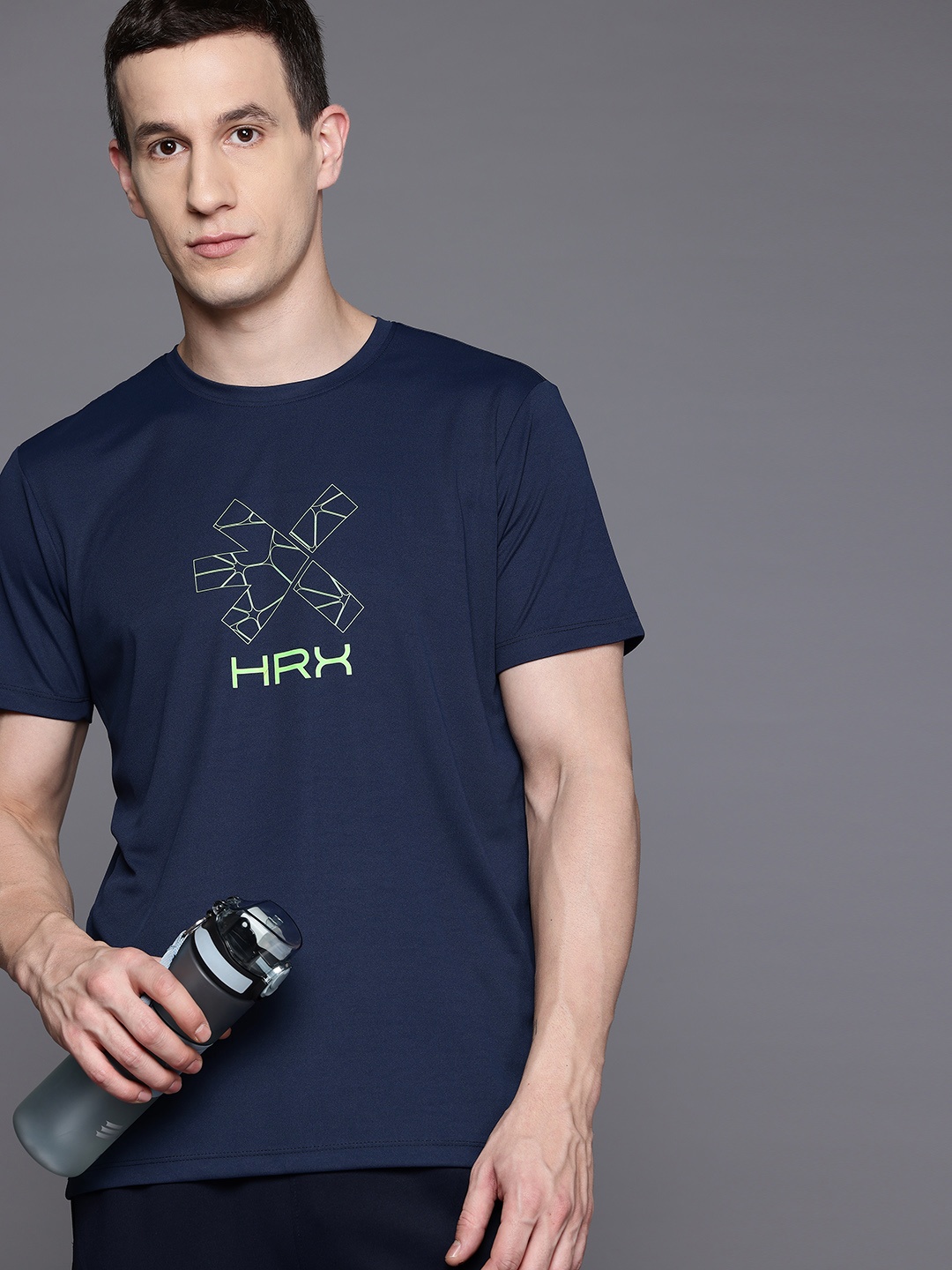 

HRX by Hrithik Roshan Printed Rapid-Dry Training T-shirt, Navy blue