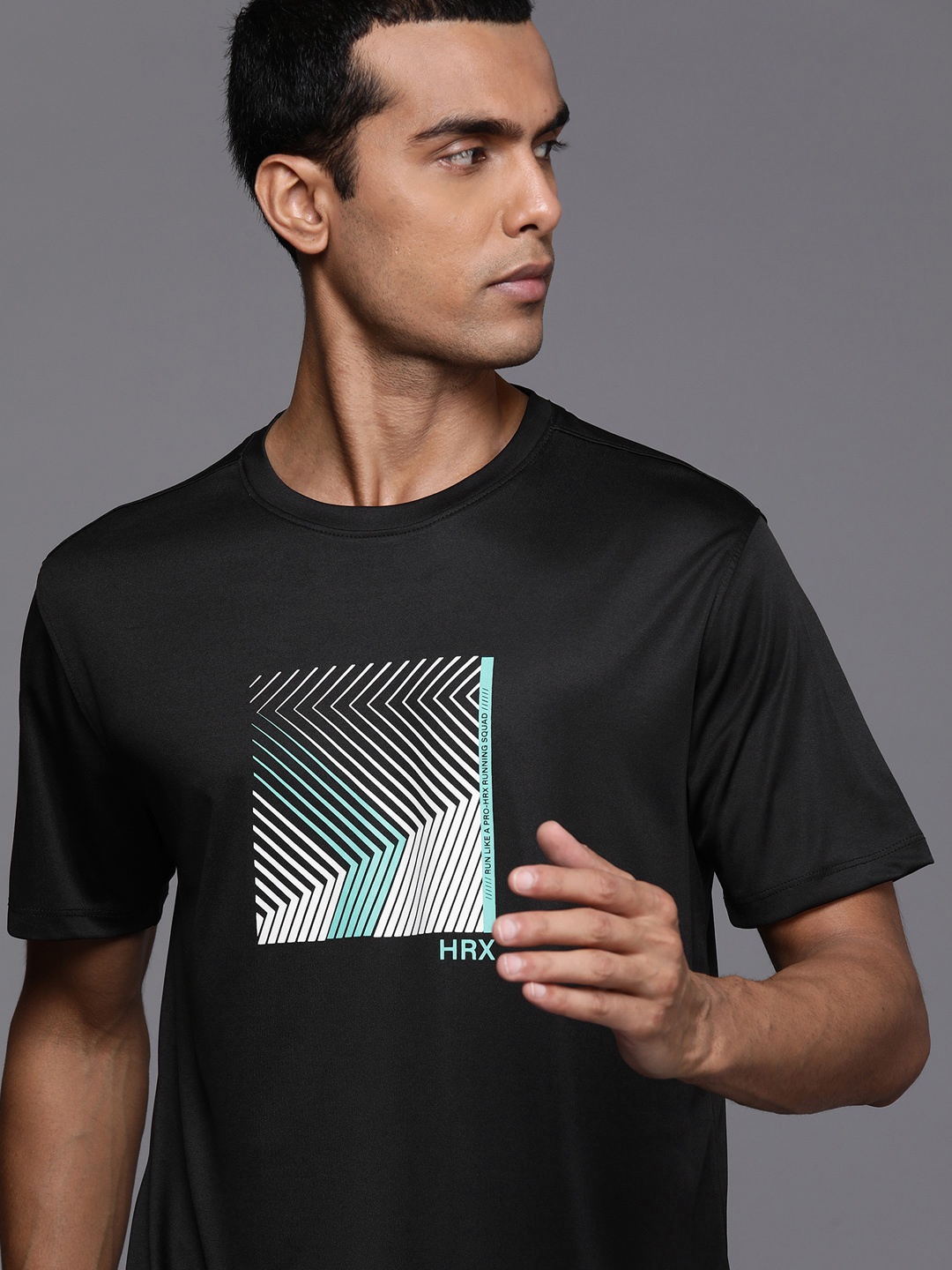 

HRX by Hrithik Roshan Men Graphic Printed Running Rapid-Dry T-shirt, Black