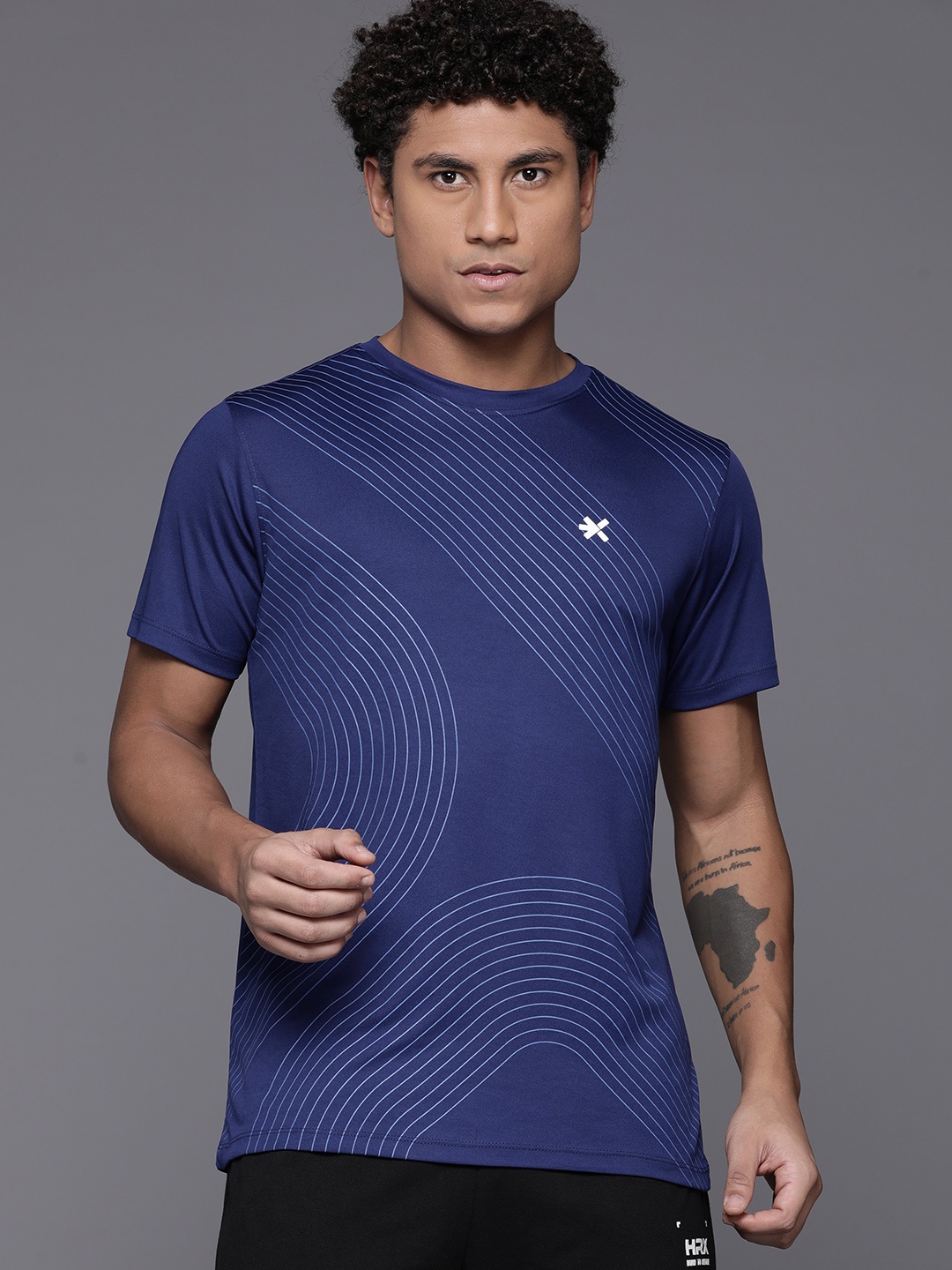

HRX by Hrithik Roshan Striped Running T-shirt, Blue