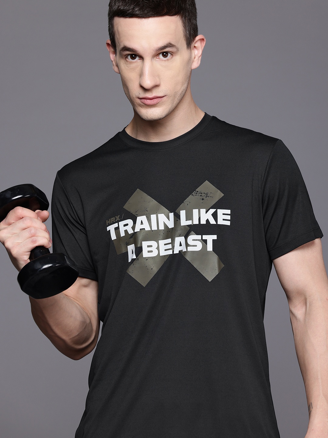 

HRX by Hrithik Roshan Rapid Dry Printed Training T-shirt, Black