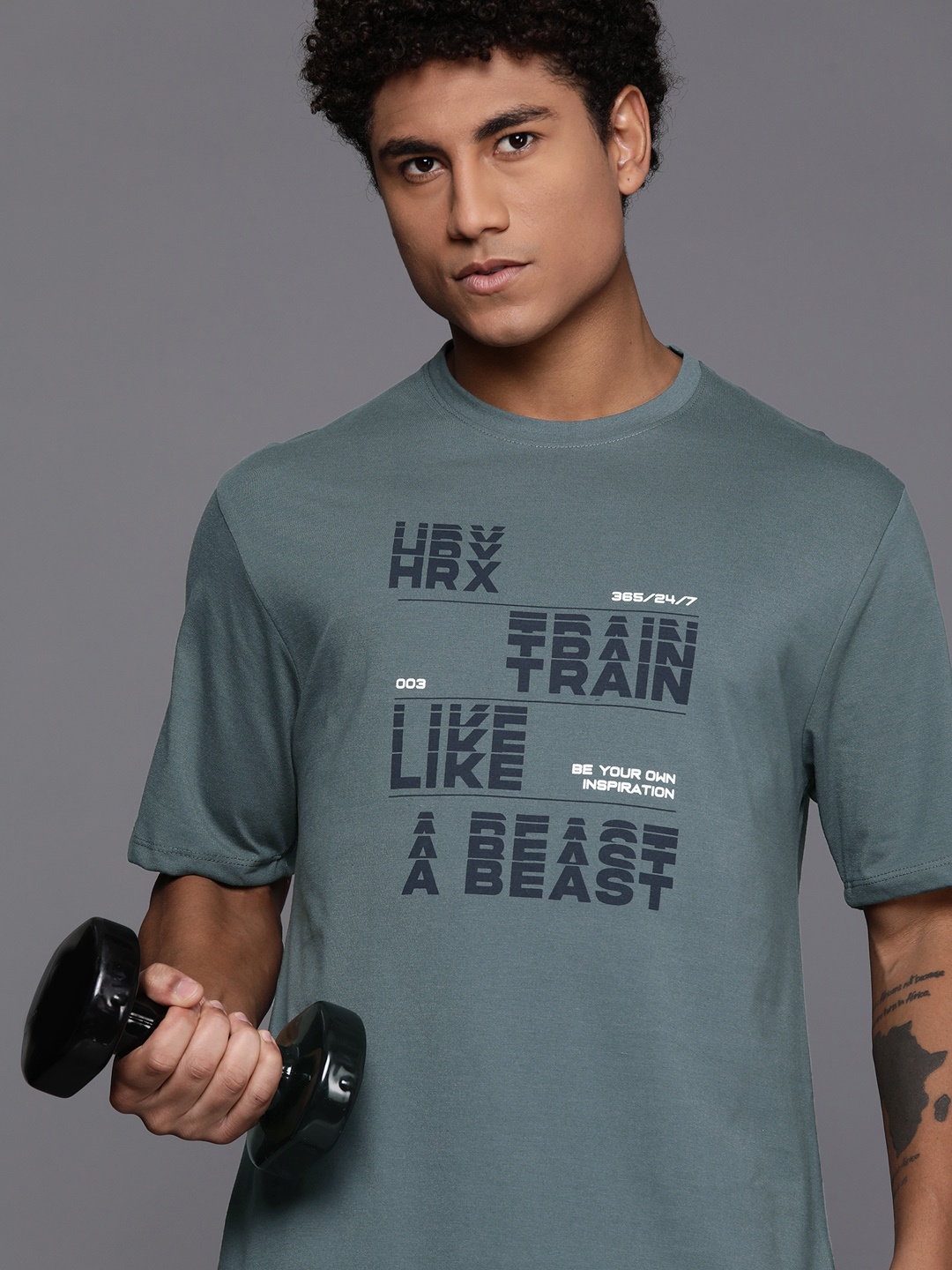 

HRX by Hrithik Roshan Men Typography Printed Training T-shirt, Blue