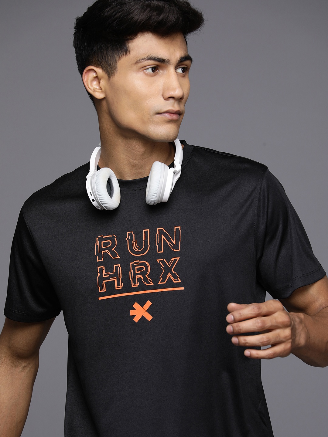 

HRX by Hrithik Roshan Typography Print Running T-shirt, Black