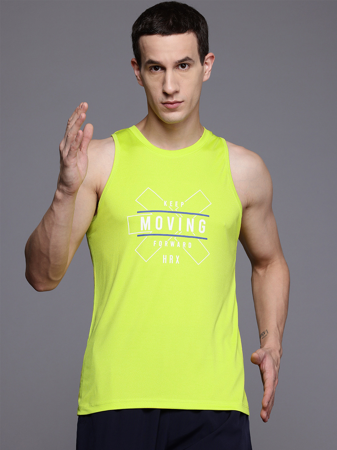 

HRX by Hrithik Roshan Printed Rapid-Dry Running T-shirt, Fluorescent green