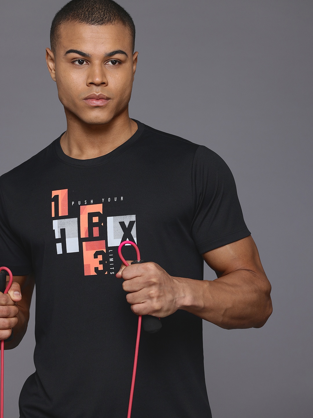 

HRX by Hrithik Roshan Typography Printed Training T-shirt, Black