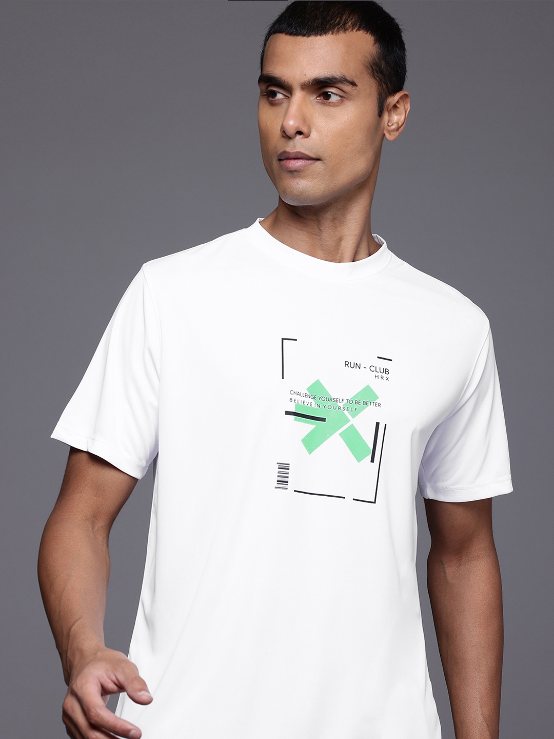 

HRX by Hrithik Roshan Typography Print Running T-shirt, White