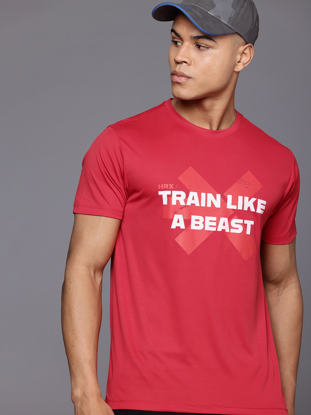 

HRX by Hrithik Roshan Rapid Dry Printed Training T-shirt, Red