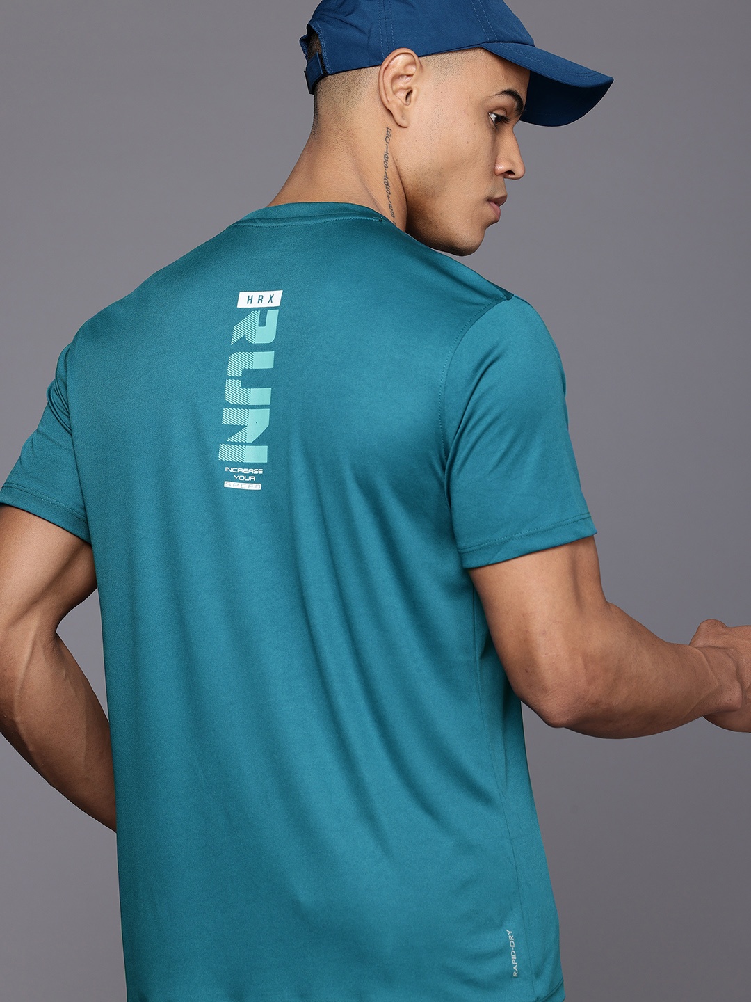 

HRX by Hrithik Roshan Rapid-Dry Printed Running T-shirt, Blue