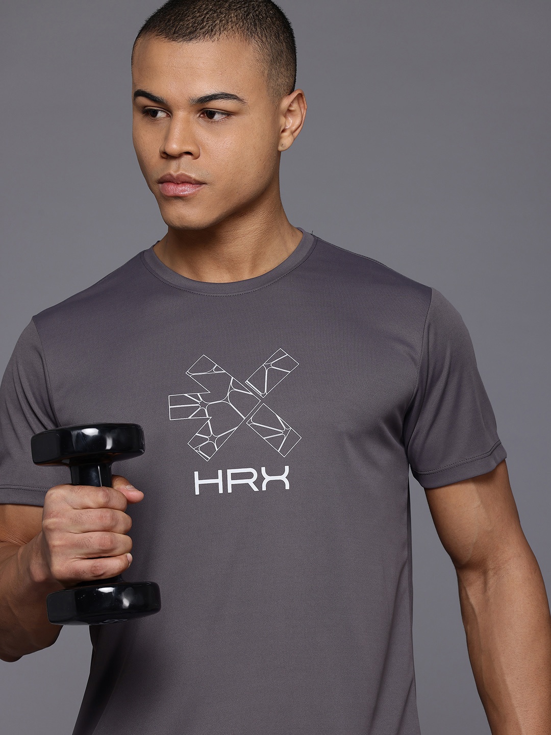 

HRX by Hrithik Roshan Brand Logo Print Training T-shirt, Charcoal