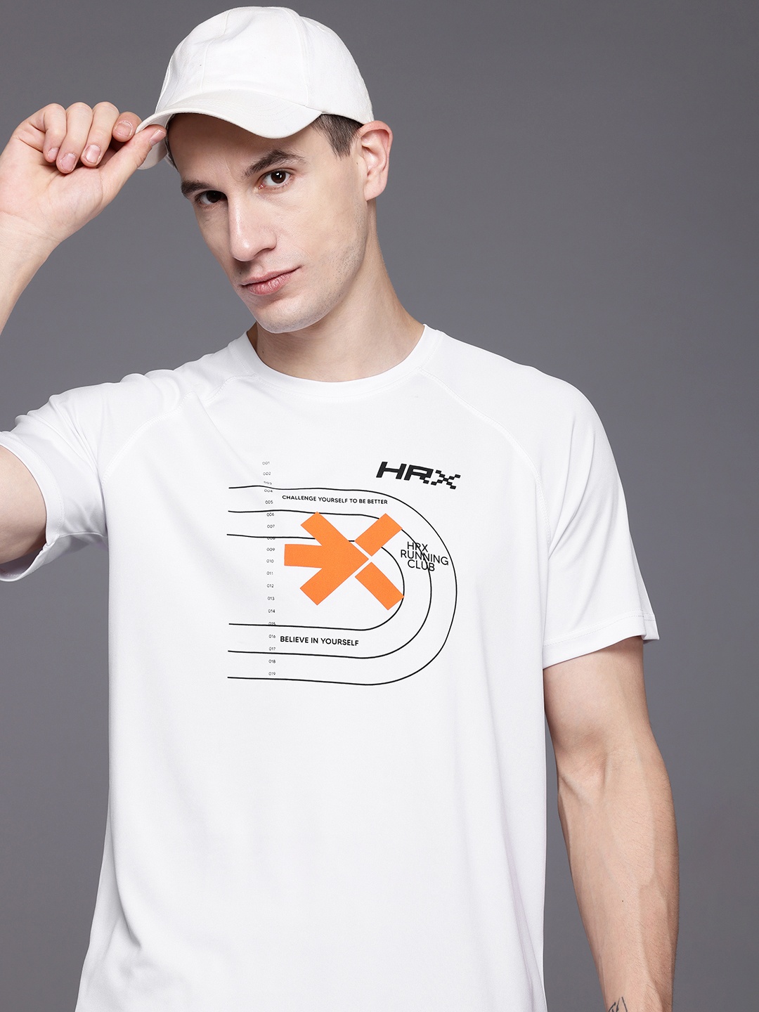 

HRX by Hrithik Roshan Printed Rapid-Dry Running T-shirt, White