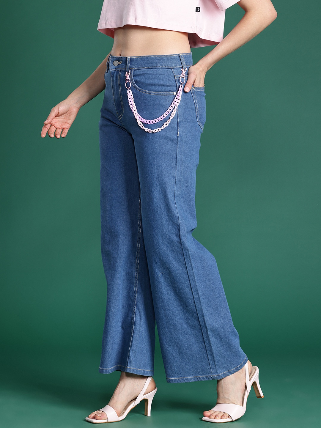 

DressBerry Women Wide Leg Jeans, Blue