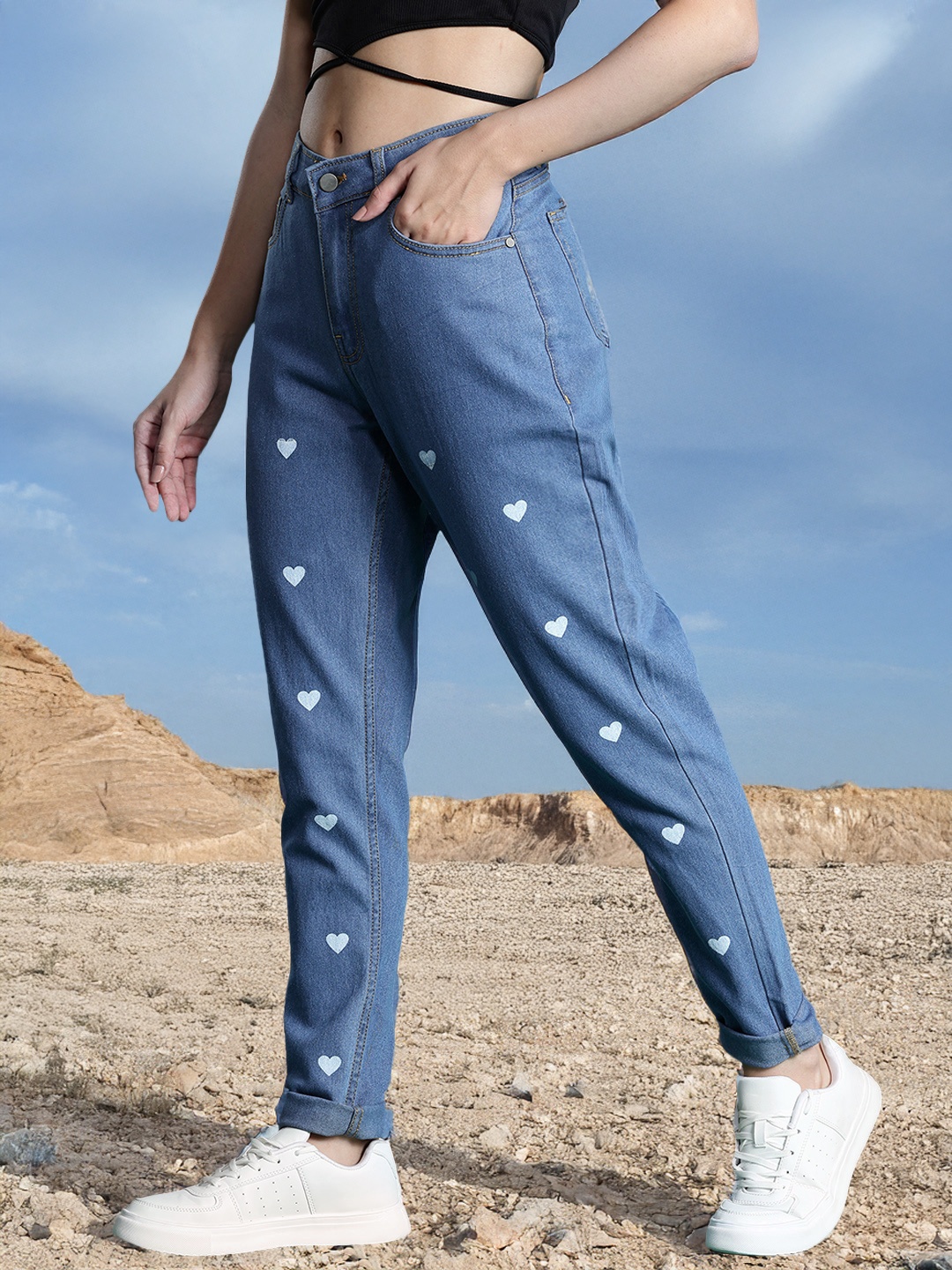 

DressBerry Women Printed Stretchable Jeans, Blue