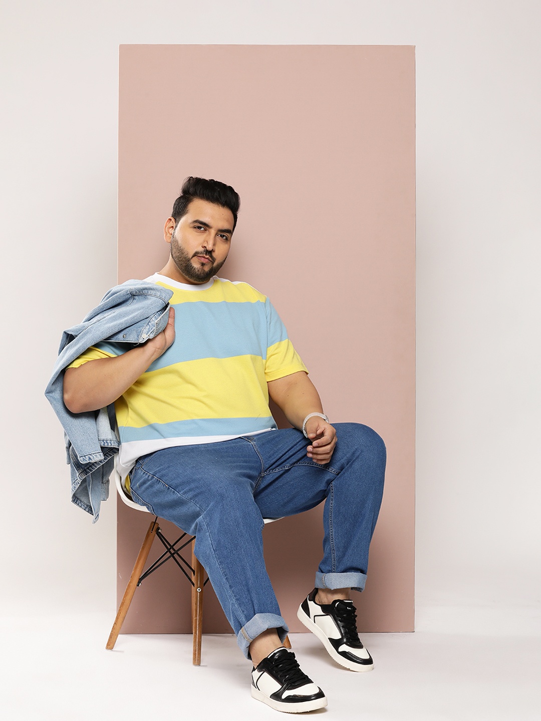 

Sztori Plus Size Striped T-shirt, Yellow