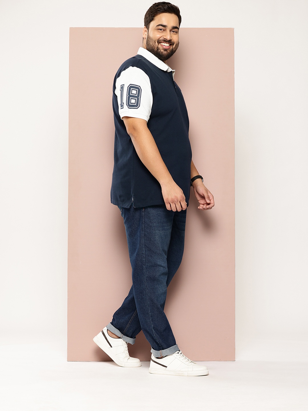 

Sztori Plus Size Polo Collar Pure Cotton T-shirt, Navy blue