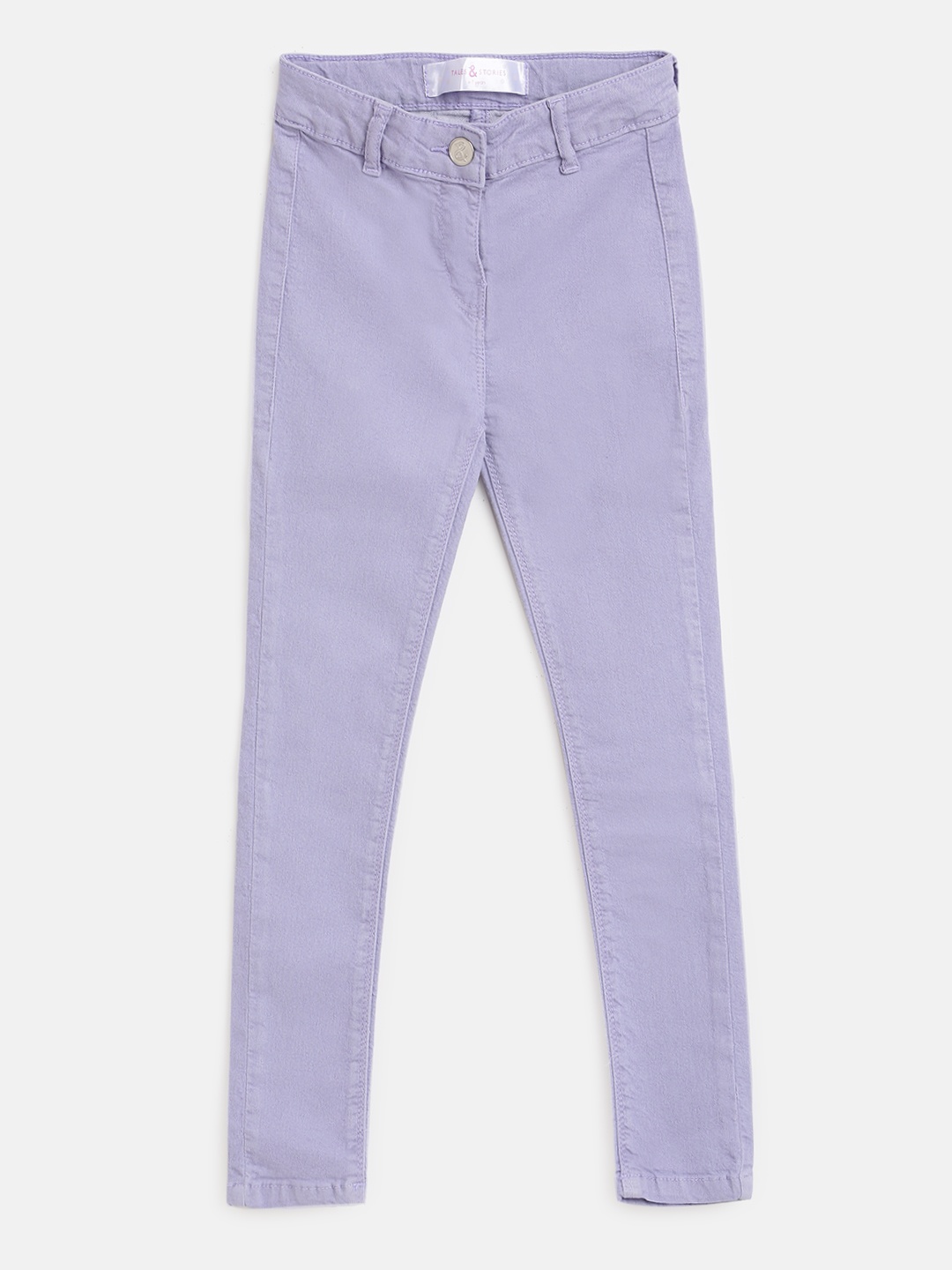 

TALES & STORIES Girls Mid-Rise Slim Fit Trousers, Purple