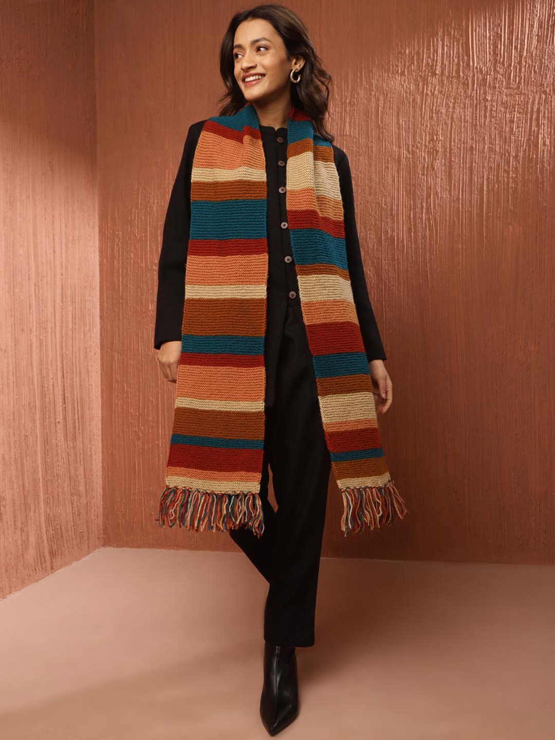 

Fabindia Striped Acrylic Mufflers, Brown