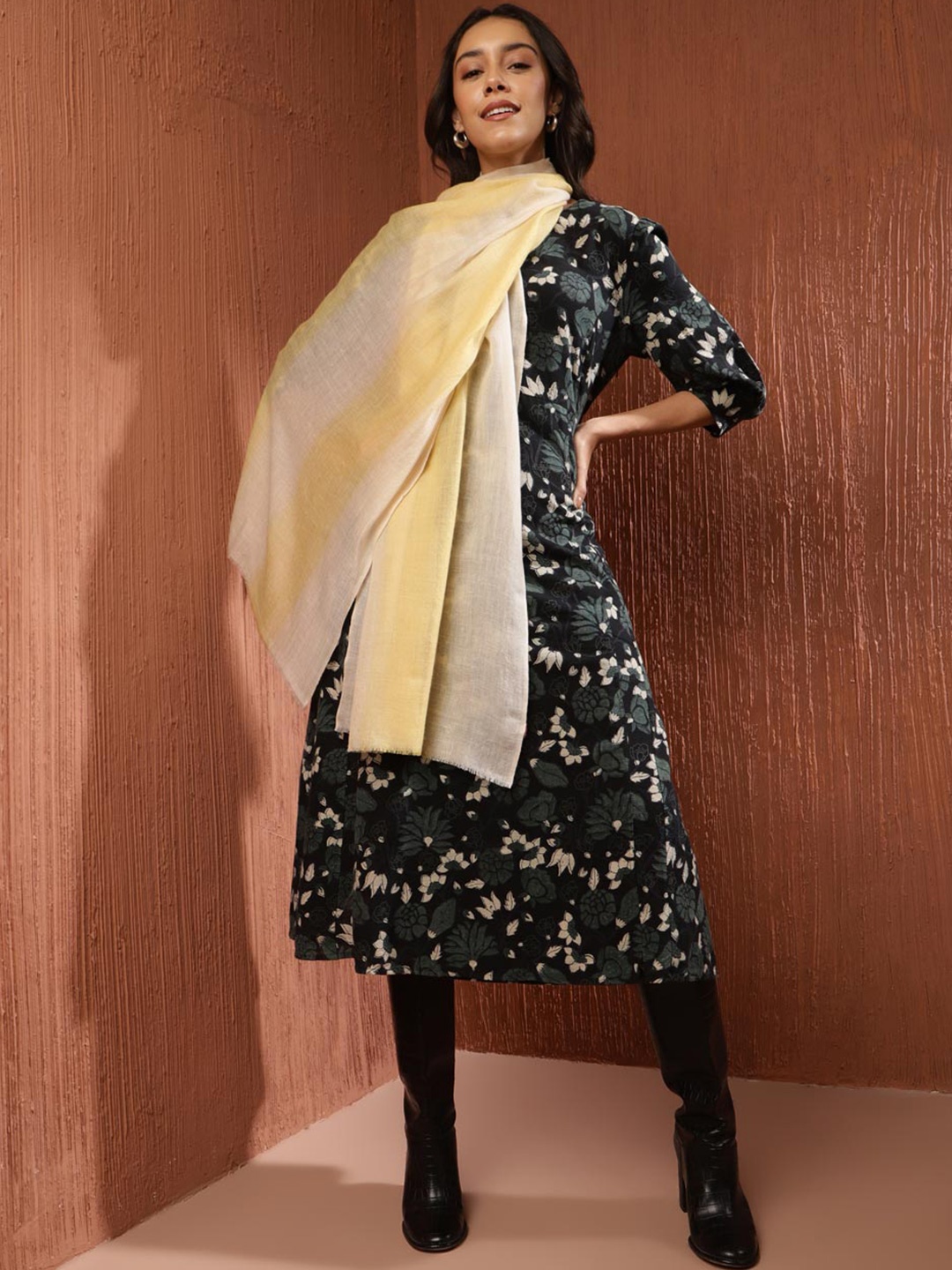 

Fabindia Striped Stole, White