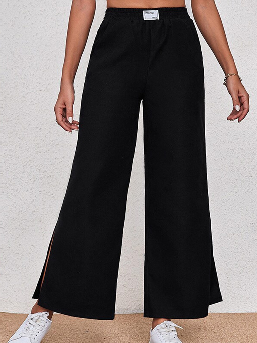 

StyleCast Women Black Loose Fit High-Rise Easy Wash Parallel Trousers