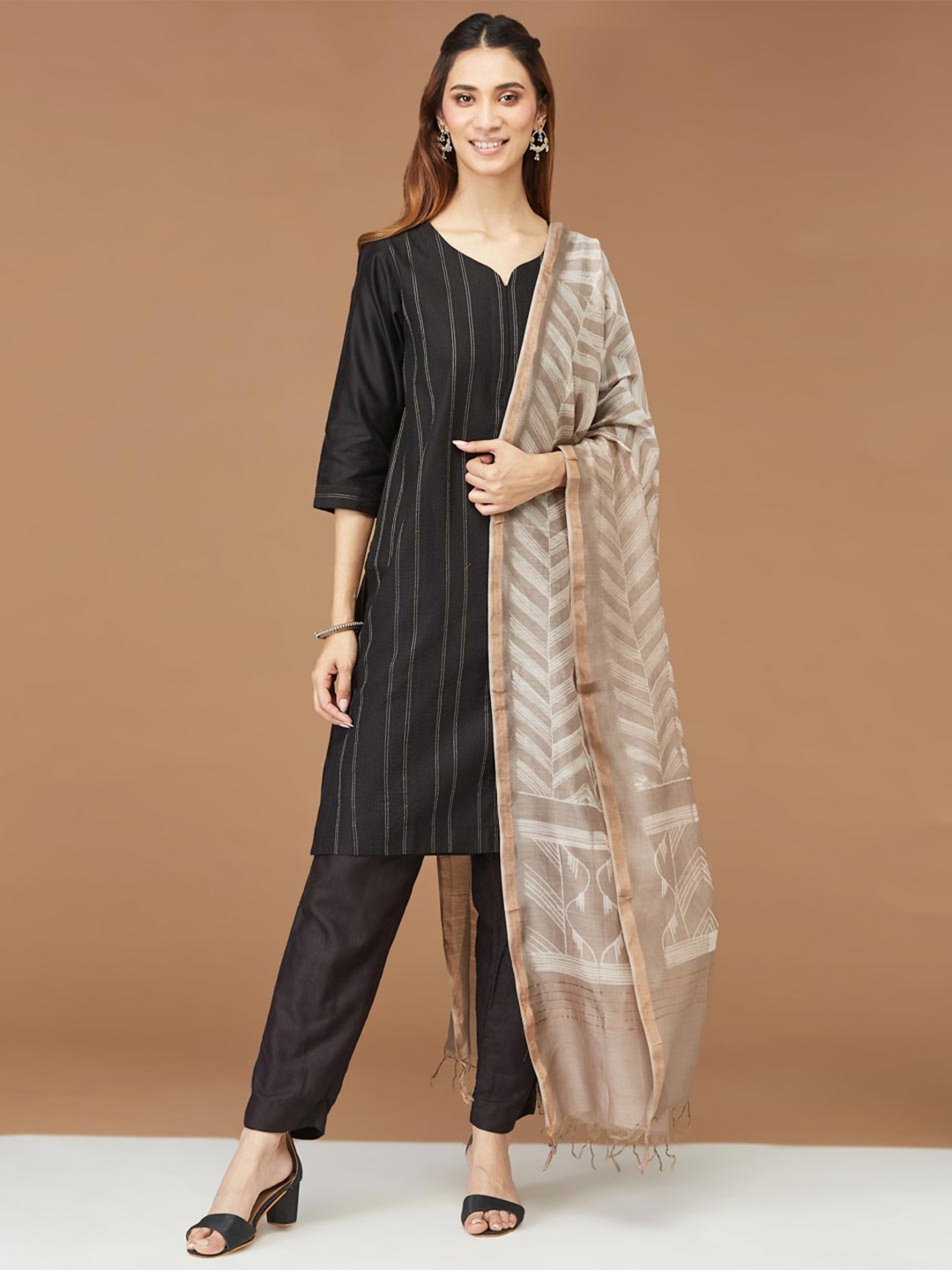

Fabindia Woven Design Cotton Silk Dupatta, Grey